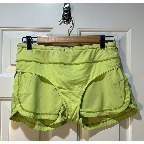 Athleta Running Free Athletic Speed Run Shorts Lined Neon Yellow Size Small - Picture 4 of 5